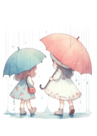 Cute Girl on Rainy Day V.10