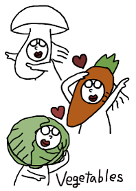 野菜の中から女の子