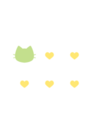 cute cat&heart.(light green)