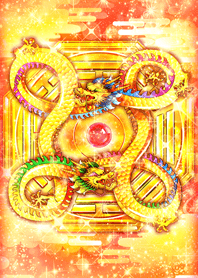 全方位から幸運を集める【八卦双龍図】