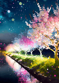 Beautiful night cherry blossoms#894