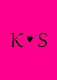 Initial "K & S" Vivid pink & black.