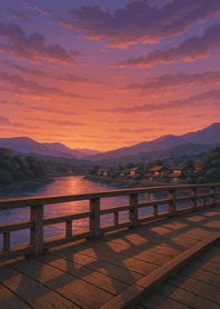 Riverside Bridge Evening Glow