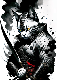 Ink wash cat samurai 28ad12
