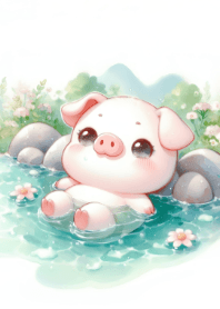 Cute Pig in Water V.2