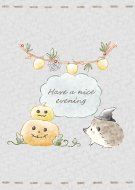 Hedgehog and Halloween 2 -gray-