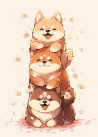 可愛的柴犬疊羅漢