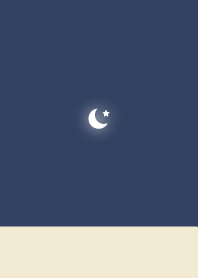 Crescent Moon and Stars / Navy x Beige
