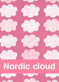 ピンク色の北欧風の手書き雲