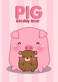 Cute pig & teddy bear