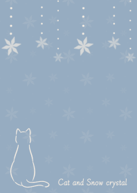 Cat and Snow crystal -smoky blue-