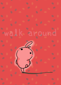 rabbit staring - walk around - red