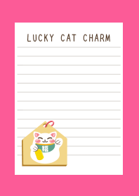 LUCKY CAT CHARM NOTEBOOKj-FLASHY PINK