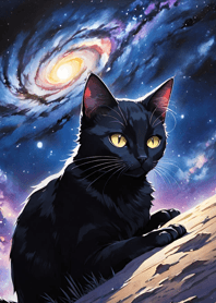 Night Moon Star Cat d52016