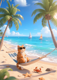 Cats on vacation at the beach JP