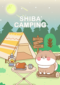 可愛寶貝柴犬-在星空下露營野餐(綠色漸層2