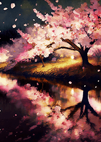 Beautiful night cherry blossoms#2036