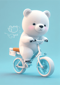 little bear riding a bicycle