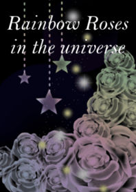 Rainbow Roses in the night sky