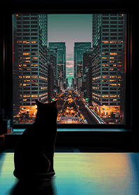 禪意生活-窗旁看著風景的貓10 護眼黑色介面