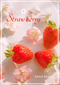 Cute cherry blossoms and strawberries