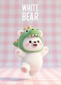 Kawaii White Bear Dinosaur Head