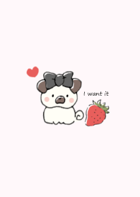 パグと苺 ピンク