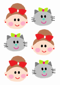 Cute girl & cat theme