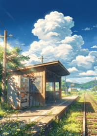 Peaceful Japanese Summer Train Station
