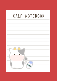 CALF NOTEBOOK-RED-BEIGE