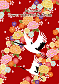 Japanese flower patterns & Crane