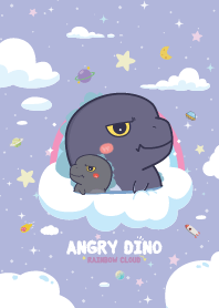Angry Dino Rainbow Cloud Purple
