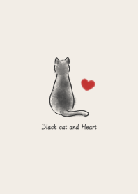 Black cat and Heart (red)