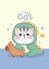 Cat dino & Capybara cute.