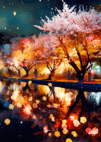 Beautiful night cherry blossoms#2909
