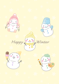 Snowman*happy winter -yellow-
