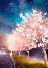 Beautiful night cherry blossoms#1163