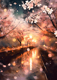 Beautiful night cherry blossoms#990