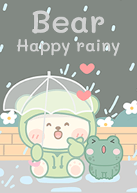 Bear so happy on rainy day!
