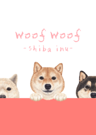 Woof Woof - Shiba inu - WHITE/RED