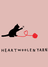 Pink beige, cat and yarn heart