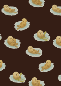 Cute sea otter2 on brown