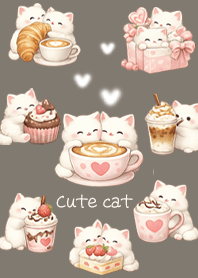 Cats and Croissants (Greige)