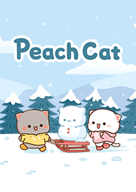 Peach Cat _Winter Snowman
