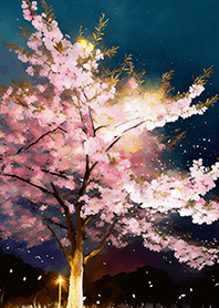 Beautiful night cherry blossoms#1302