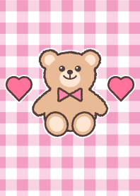 ピンクギンガムチェック♥テディベア