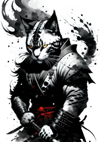 Ink wash cat samurai 85c7c3