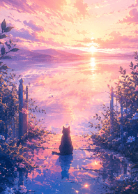 貓與夕陽｜夢幻海邊時光