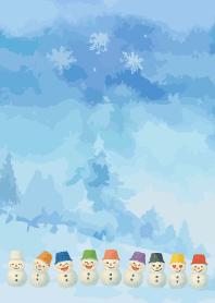 Colorful Snowman04 on blue