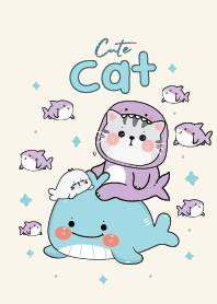 Cat Cute & Whale